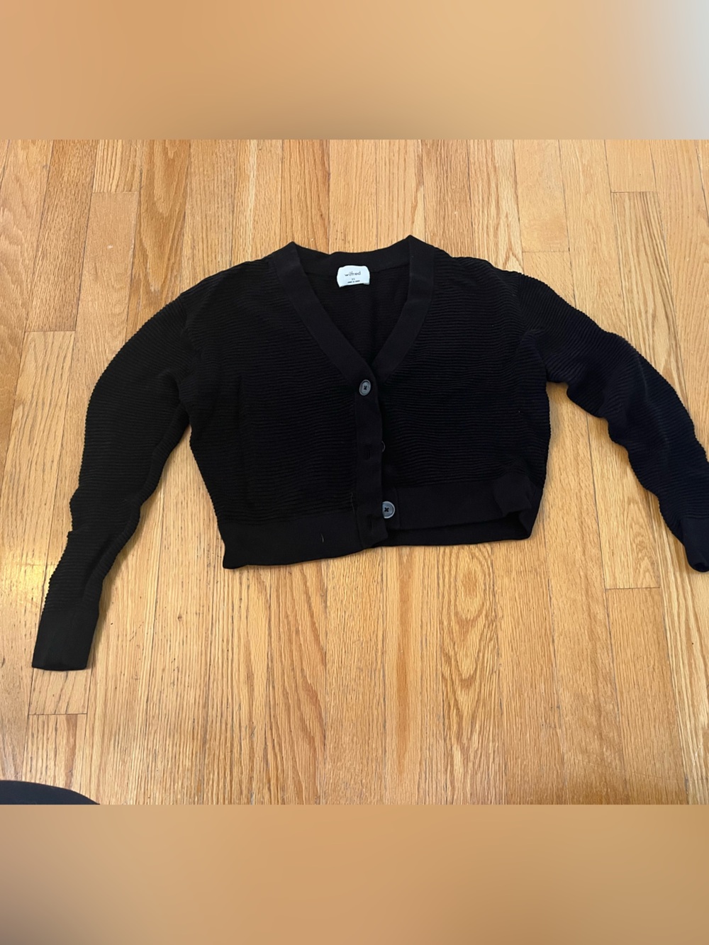 Wilfred Black Ribbed V-Neck Button Cardigan